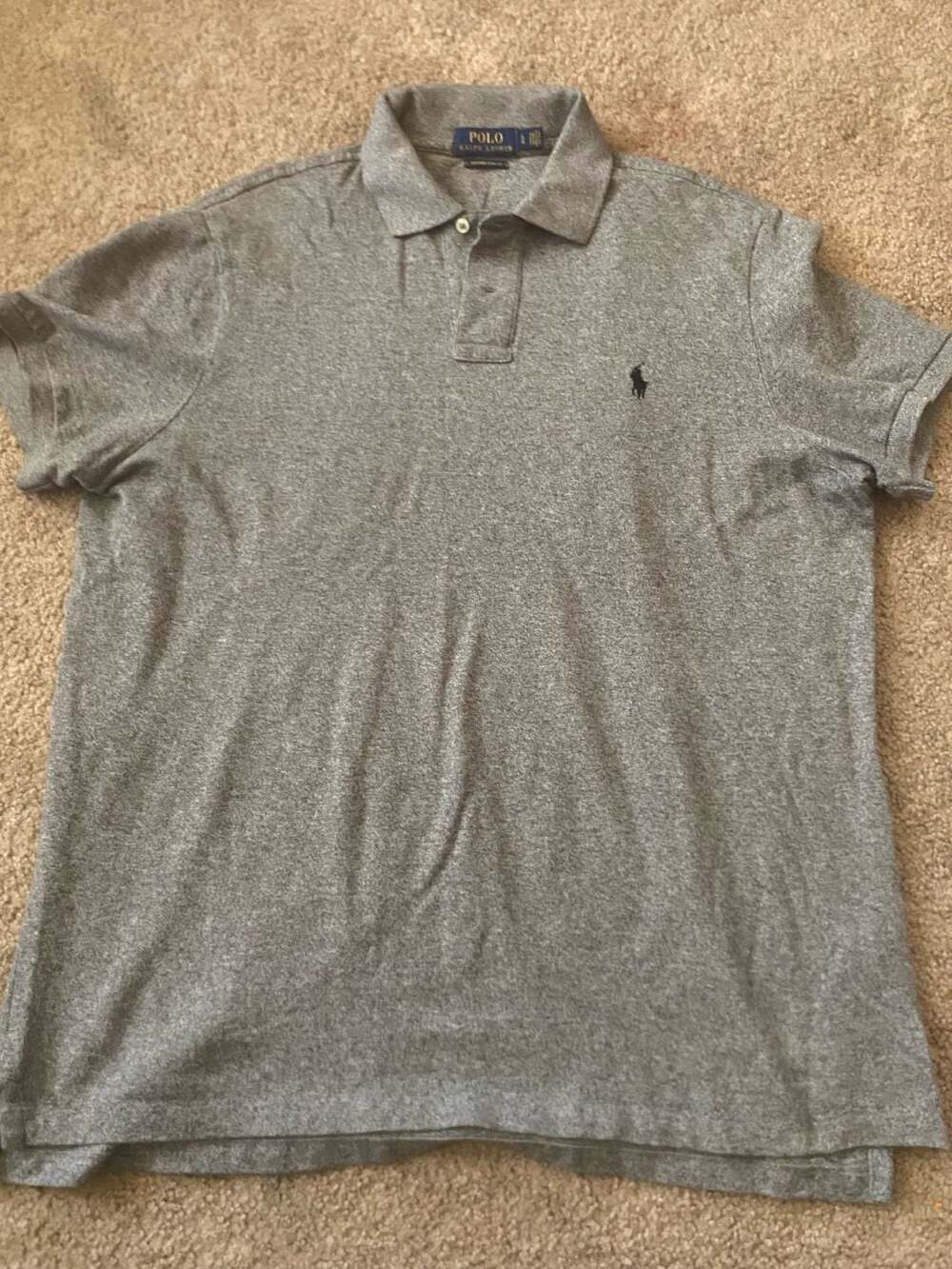 Polo Ralph Lauren Men's Gray Custom Slim Fit Short Sleeve Polo Shirt Large